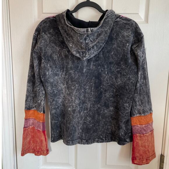 Boho Embroidered Patchwork Hooded Zip Jacket Sz M Festival Hippie - Picture 2 of 14